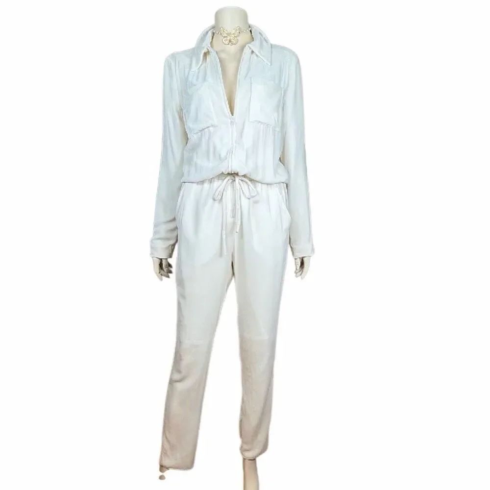 Nwt Vintage Tamara Mellon Ivory Velour Silk Blend Utility Jumpsuit Y2k 6 (B) — image 2 of 8